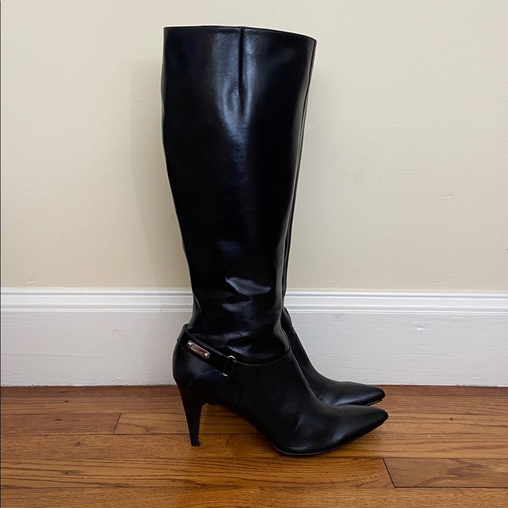 Calvin Klein Black Heeled Knee High Boots